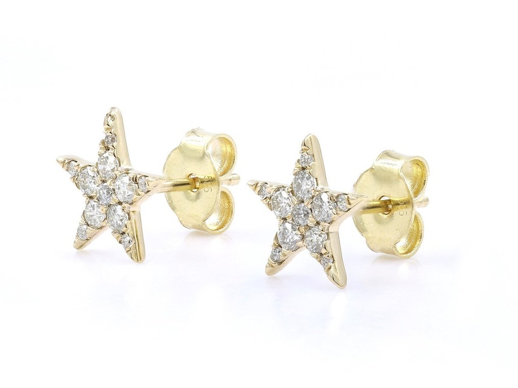Boucles d'oreilles - 14 carats Or jaune -  0.35ct. tw. Diamant  (Naturelle) #3.1