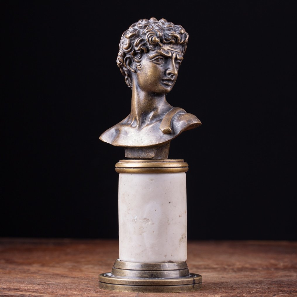 Statue, David di Michelangelo - 190 mm - Albâtre, Bronze, Le David de Michel-Ange #2.1