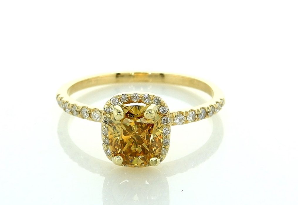 Ring - 14 karat Gull -  1.32ct. tw. Diamant  (Naturlig) - Diamant #1.1