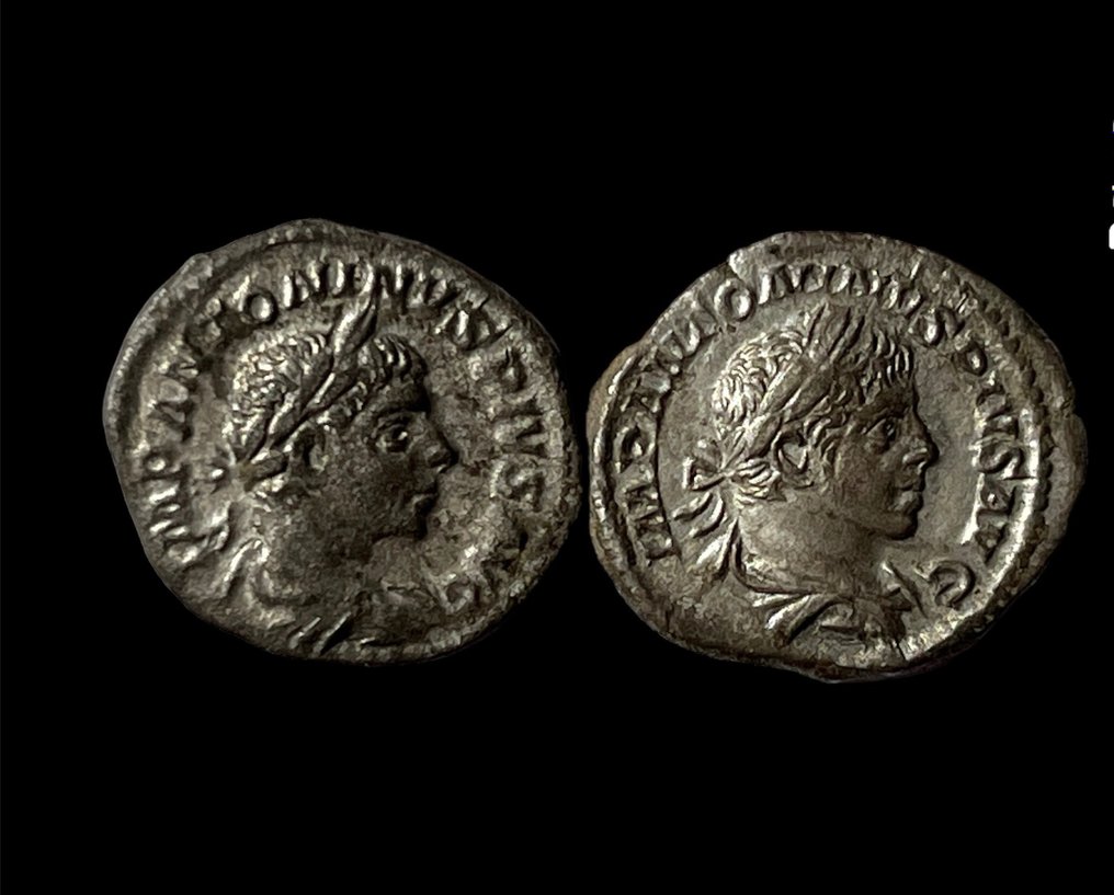 Roman Empire. Elagabalus (AD 218-222). Lot of 2 AR Denarii Rome - Sol & Libertas  (No Reserve Price) #1.1