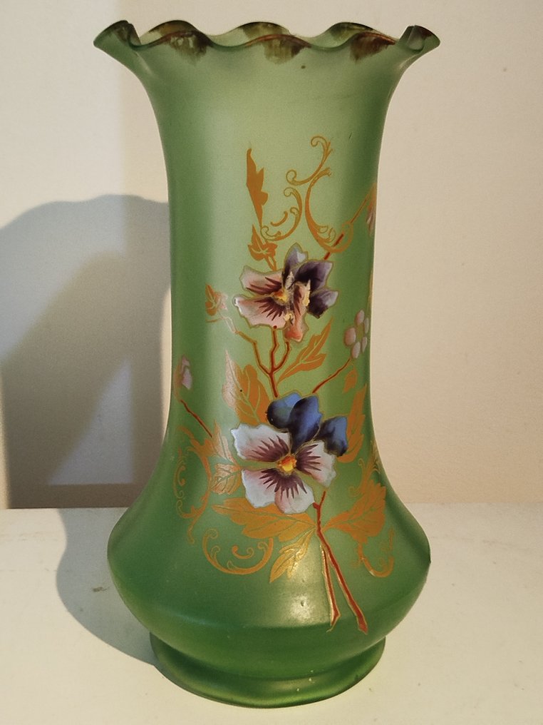 François Théodore Legras (1839-1916) - - Vas för en blomma -  Art Nouveau emaljerad vas  - Glas #1.2