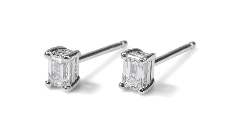 - 1.41  Total Carat Weight - - Earrings - 18 kt. White gold -  1.41 tw. Diamond  (Natural)  #2.1