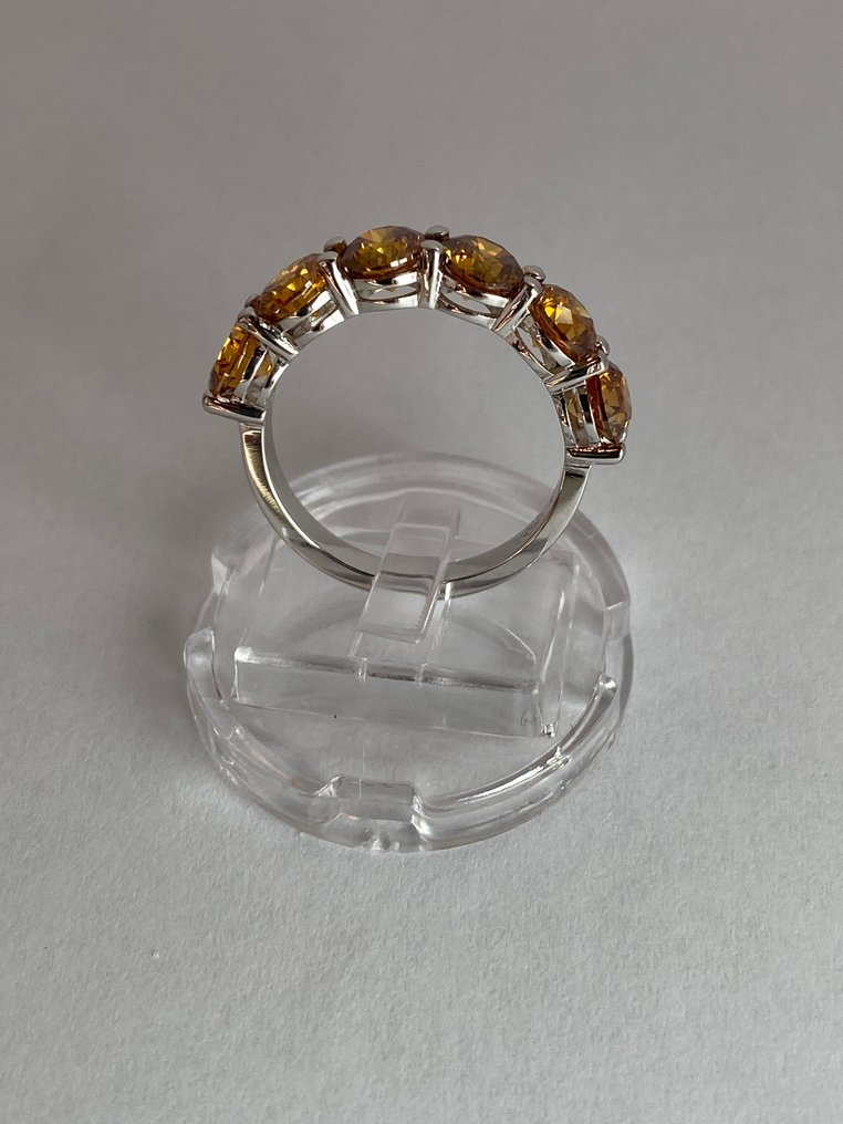訂婚戒指 - 18 克拉 白金 -  3.16 tw. 黃色 鉆石  (天然彩色) - 鉆石  #2.1