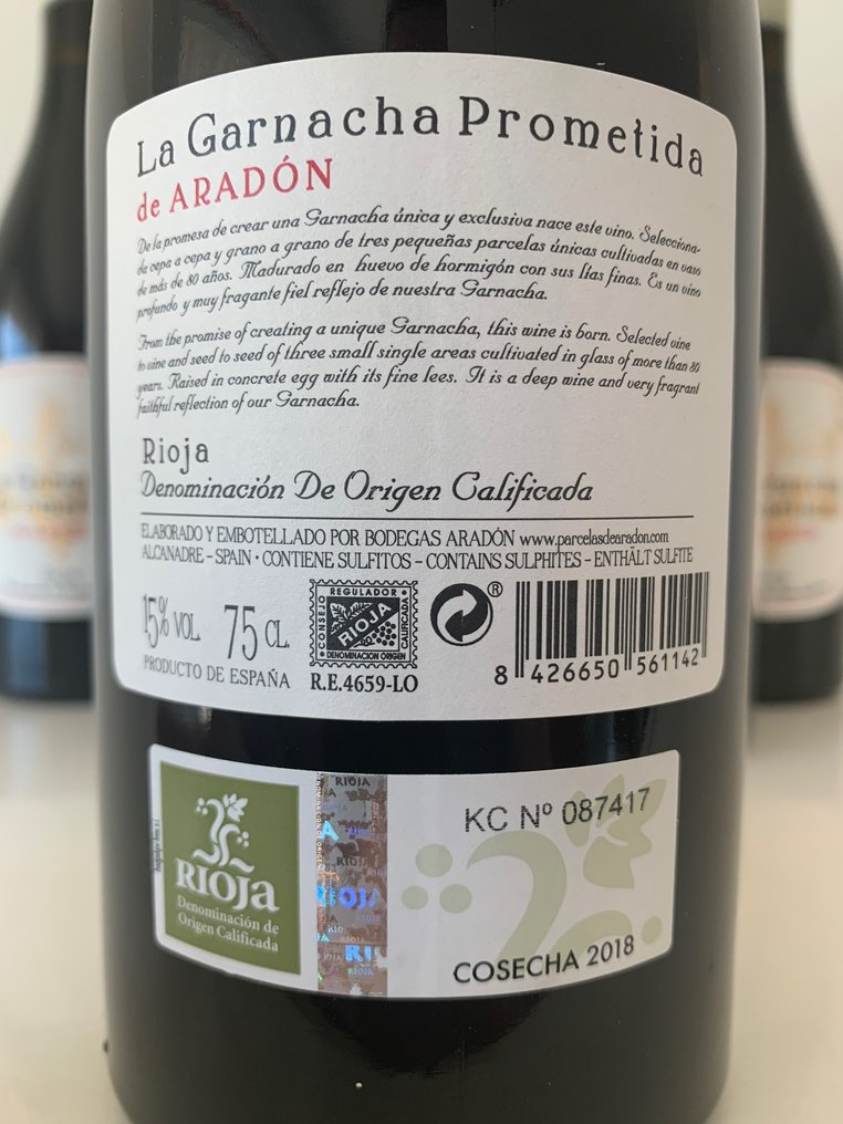 2018 Bodegas Aradón, La Garnacha Prometida de Aradón - Rioja - 6 Butelki (0,75l) #3.2