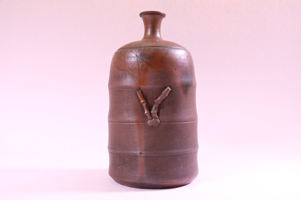 Hermoso jarrón antiguo de cerámica Bizenyaki 備前焼 - Cerámica - Japón - Periodo Edo (1600-1868) #1.1