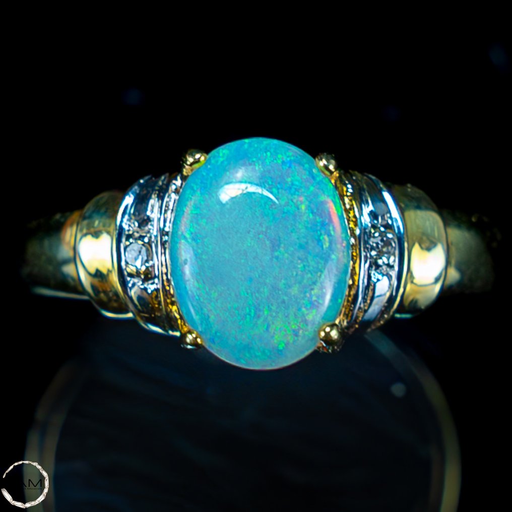 Natural First Quality Australian Crystal Opal, 14k Yellow Gold Ring 19.85 ct- 3.97 g #2.1