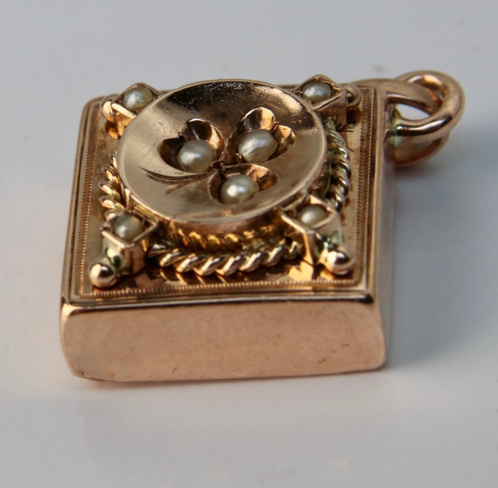 Handcrafted 1890/1900 Art Nouveau Necklace with natural pearls - 2-częściowy komplet biżuterii - 8-karatowe Różowe złoto Perła  #3.1
