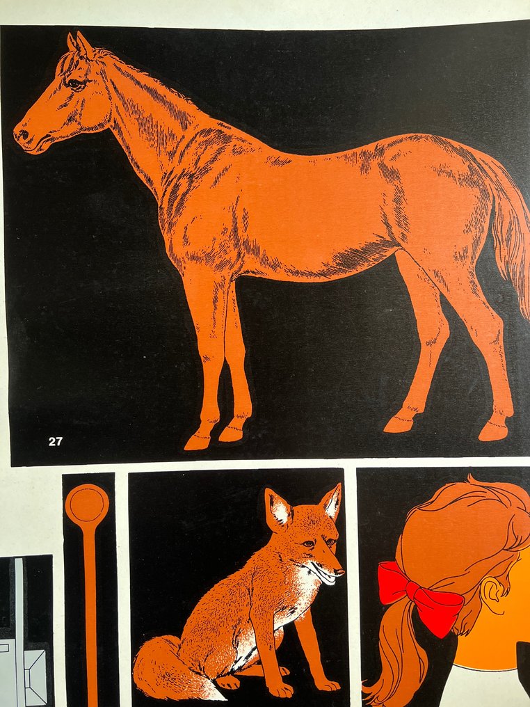 József Fogas - School education or work safety poster - lithography, horse, fox, Cold War. Soviet, ussr, Budapest - Anni ‘60 #2.1