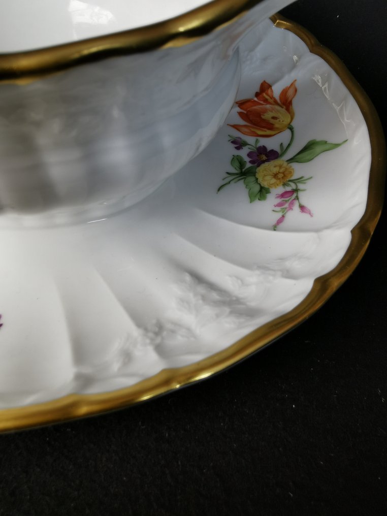 船形肉汁盤 - KPM Berlin Floral Empire Rocaille，花朵和蝴蝶，長 25.5 厘米 #2.2