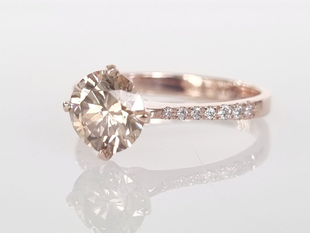 Inel de logodnă - 14 ct. Aur roz -  1.46 tw. Diamant  (Natural) #3.2