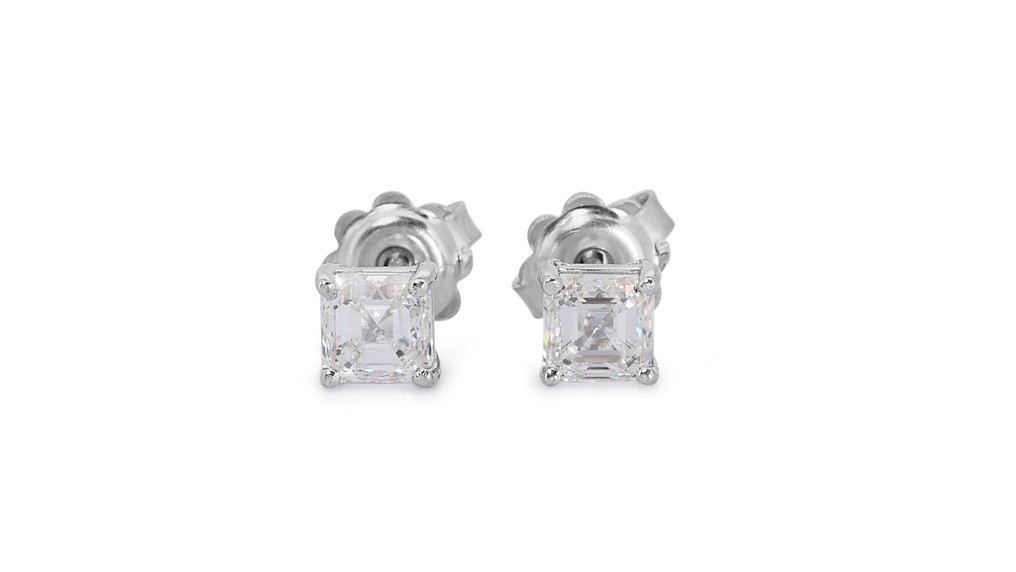- 2.05 Total Carat Weight - - Earrings - 18 kt. White gold -  2.05 tw. Diamond  (Natural)  #1.1