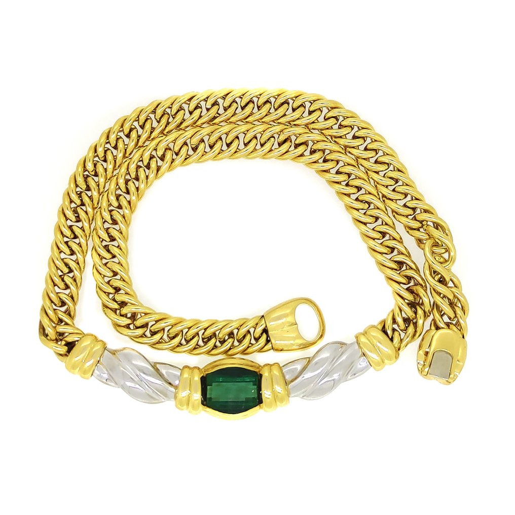 Necklace - 18 kt. White gold, Yellow gold -  4.75 tw. Emerald #1.1