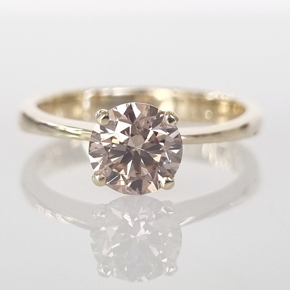 Förlovningsring Gult guld -  1.01ct. tw. Diamant  (Natural) #1.1