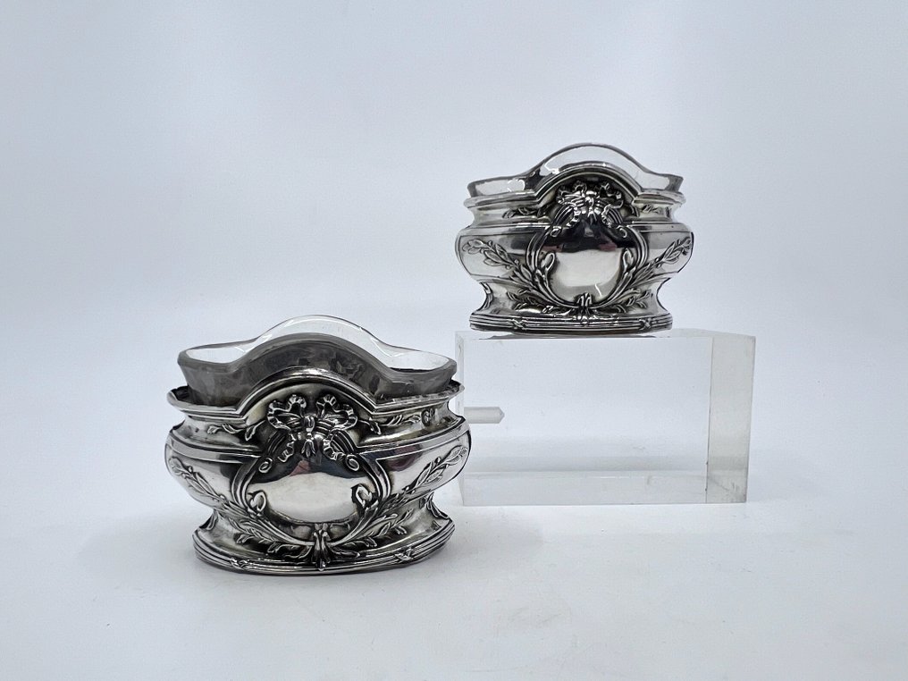 Louis XVI style 19th Century - Louis Coignet, Paris - 盐船 (2) - 迷你花槽 - .950 银 #4.3