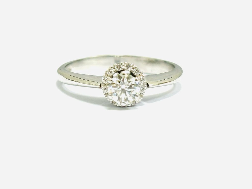 订婚戒指 - 18K包金 白金 -  0.45ct. tw. 钻石  (天然) #2.1