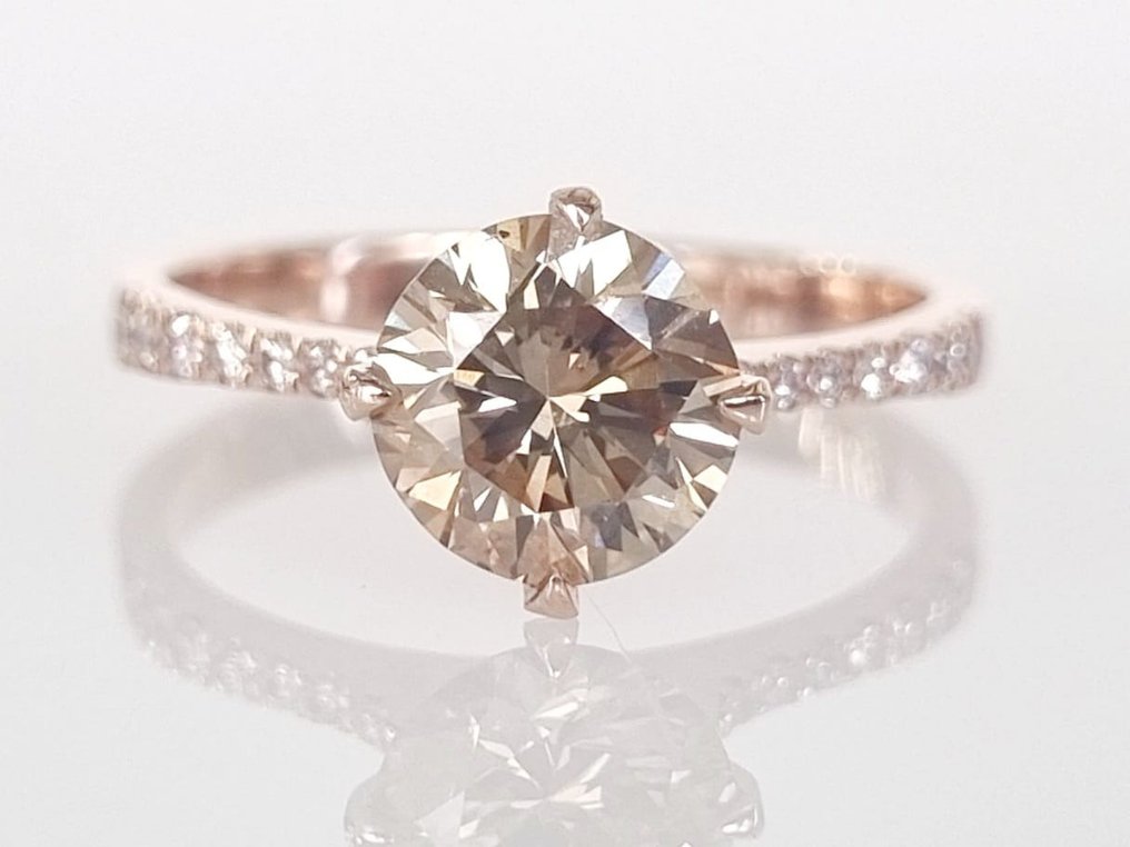 Inel de logodnă - 14 ct. Aur roz -  1.46 tw. Diamant  (Natural) #1.1