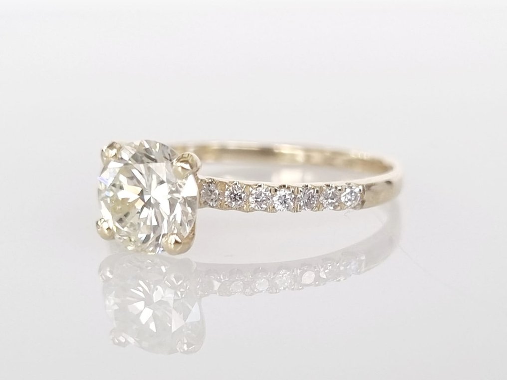 Förlovningsring - 14 kt Gult guld -  1.10ct. tw. Diamant  (Natural) #3.3