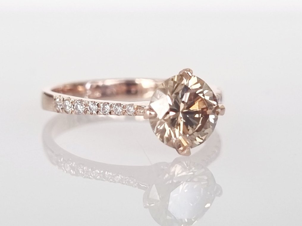 Inel de logodnă - 14 ct. Aur roz -  1.46 tw. Diamant  (Natural) #2.1