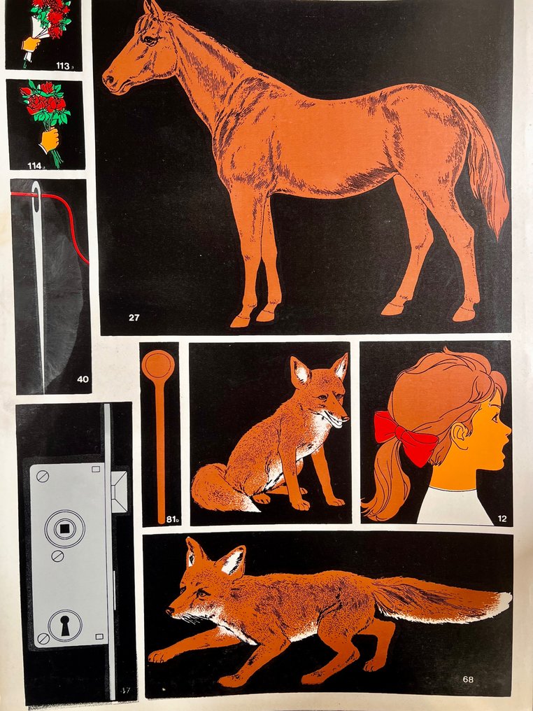 József Fogas - School education or work safety poster - lithography, horse, fox, Cold War. Soviet, ussr, Budapest - Anni ‘60 #1.2