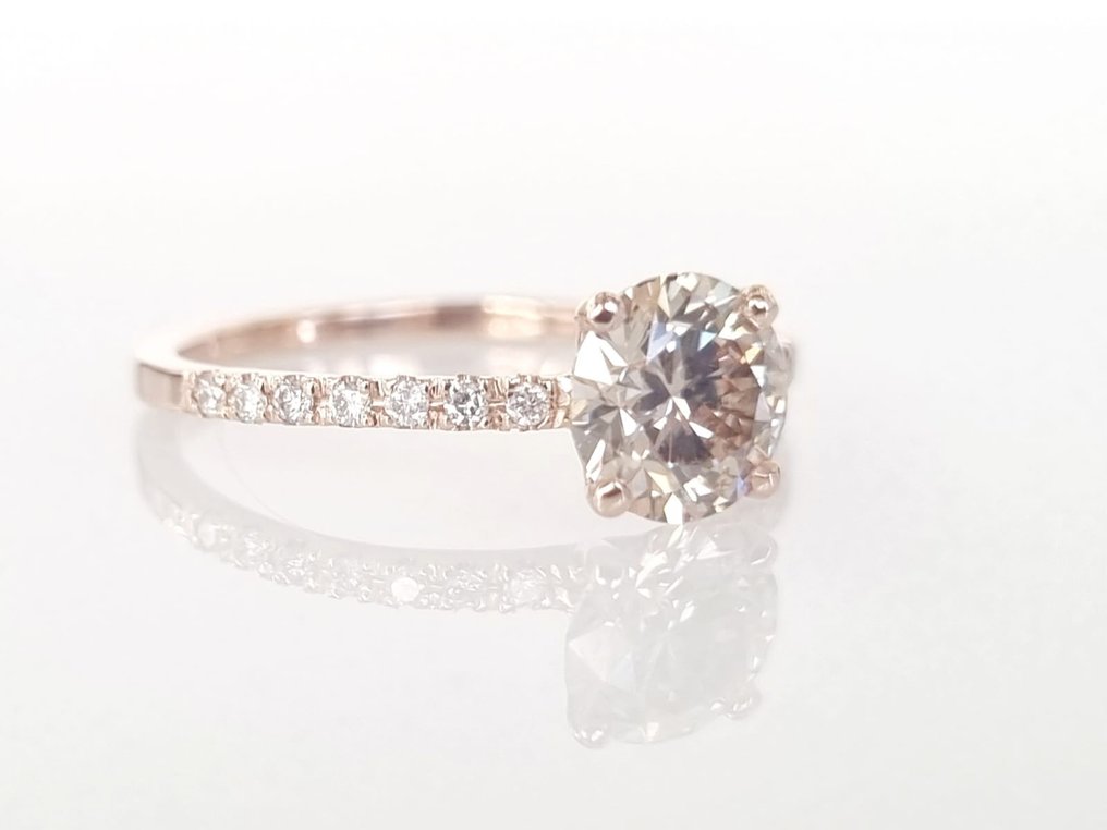 订婚戒指 - 14K包金 玫瑰金 -  1.16ct. tw. 钻石  (天然) #2.1