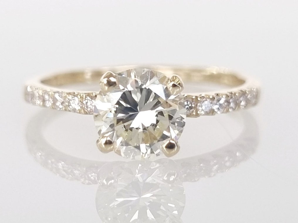 Inel de logodnă - 14 ct. Aur galben -  1.10 tw. Diamant  (Natural) #1.1