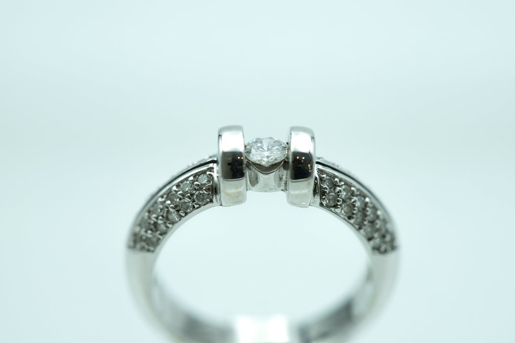 Ring - 18 kraat Hvidguld Diamant  (Natur) #3.1