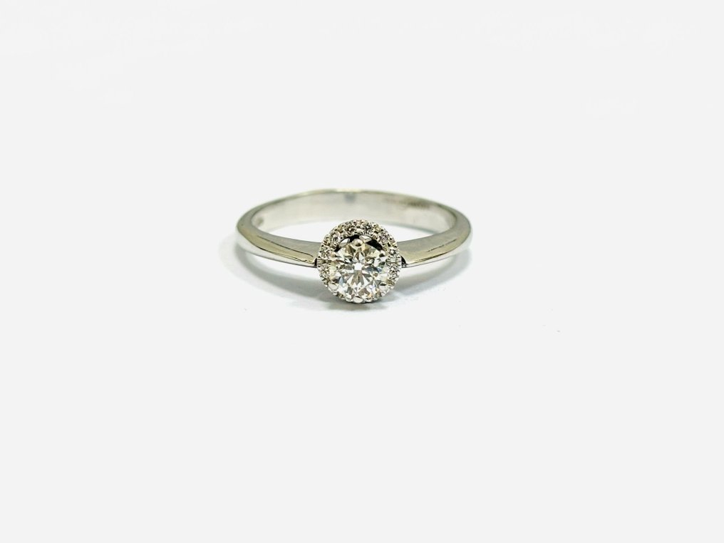 订婚戒指 - 18K包金 白金 -  0.45ct. tw. 钻石  (天然) #1.1