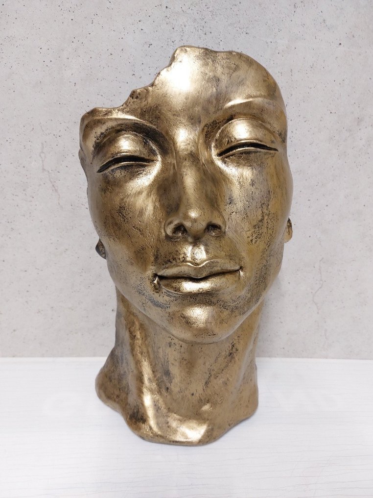 Posąg, statue head in gold brons color - 50 cm - polyresin #1.0