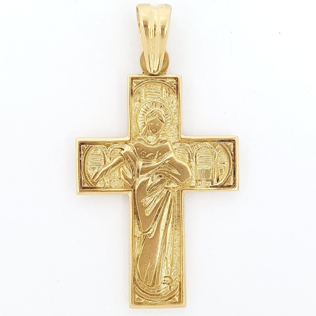 十字架吊墜 - 18 克拉 黃金 #1.1