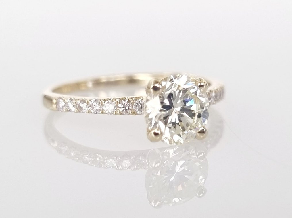 订婚戒指 - 14K包金 黄金 -  1.10ct. tw. 钻石  (天然) #2.1