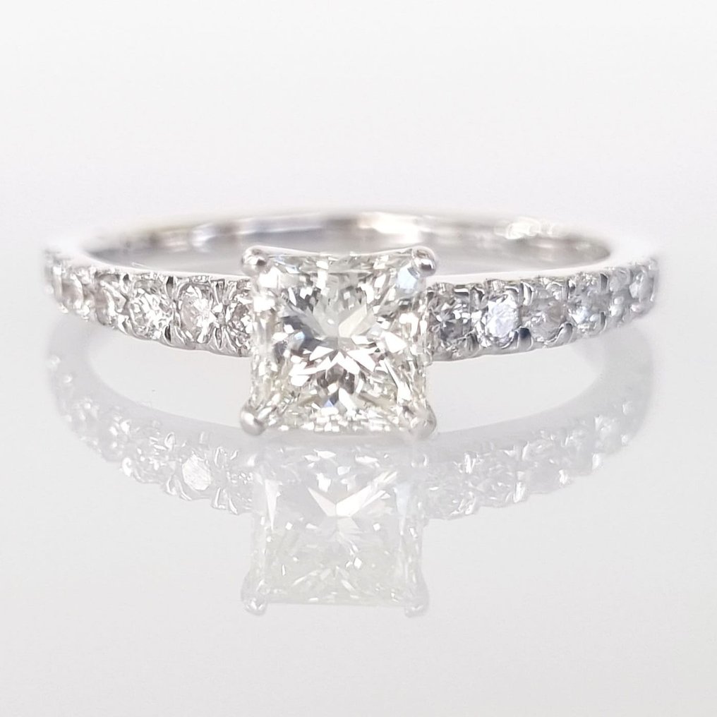 Forlovelsesring - 18 karat Hvitt gull -  1.01ct. tw. Diamant  (Naturlig) #3.3