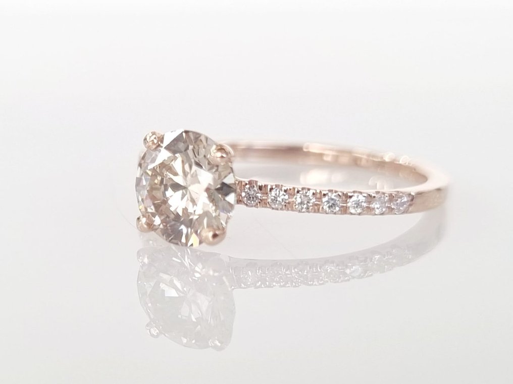 Engagement ring - 14 kt. Rose gold -  1.16ct. tw. Diamond  (Natural) #2.2
