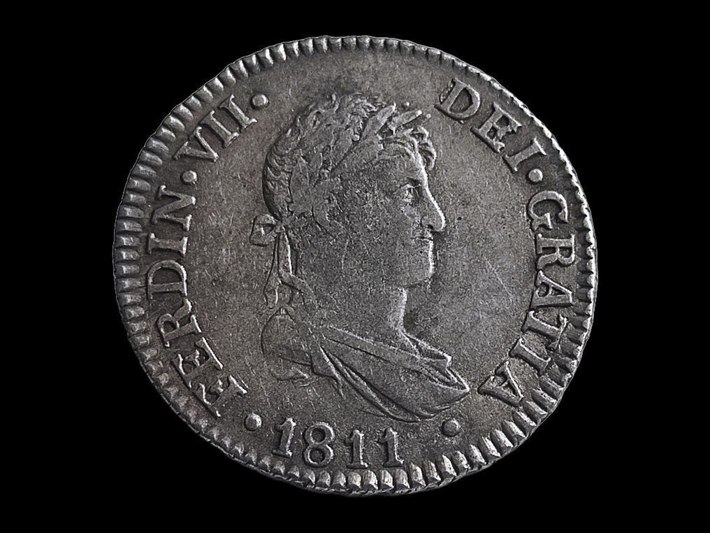 西班牙. Fernando VII (1813-1833). 2 Reales 1811 Cadiz CI #1.1