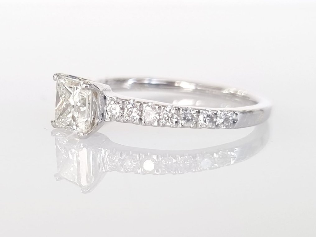 Anel de noivado - 18 K Ouro branco -  1.01ct. tw. Diamante  (Natural) #2.2