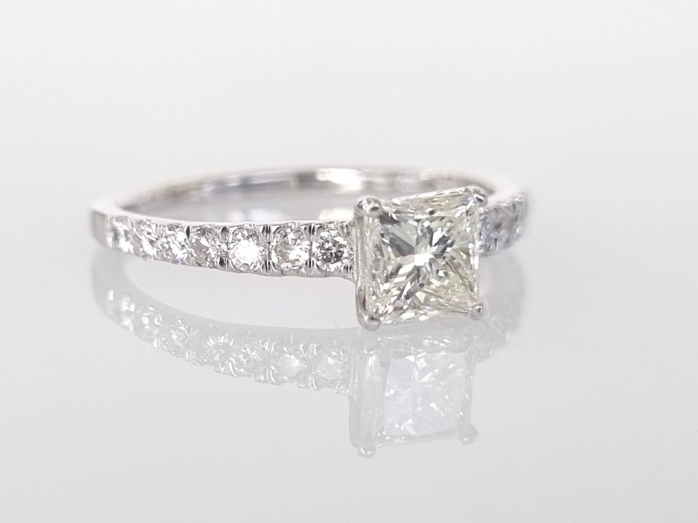 Anello di fidanzamento - 18 carati Oro bianco -  1.01ct. tw. Diamante  (Naturale) #2.1