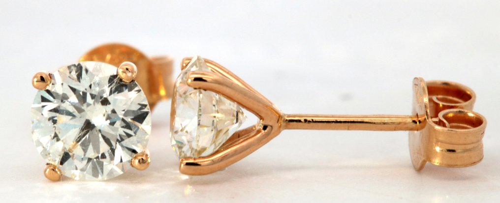 小型钉状耳环 - 18K包金 黄金 -  1.50ct. tw. 钻石  (天然) #3.1