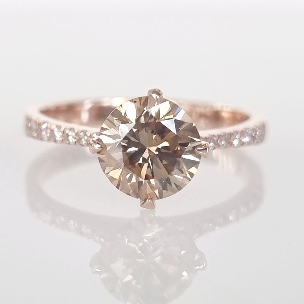 Inel de logodnă - 14 ct. Aur roz -  1.46 tw. Diamant  (Natural) #3.3