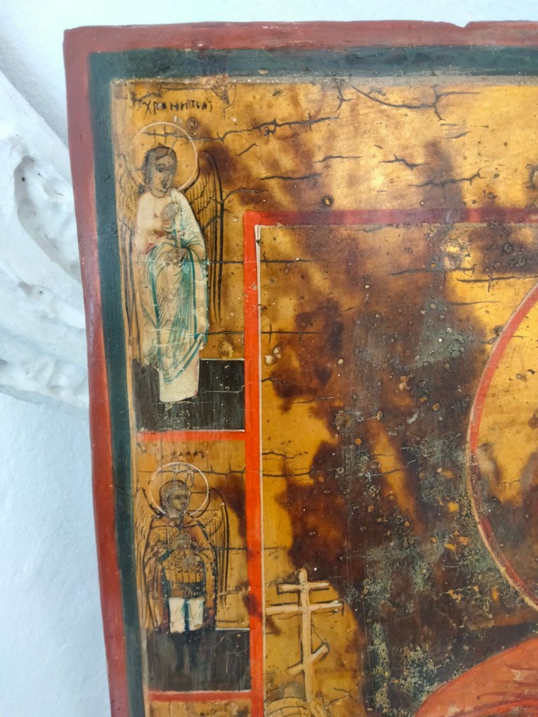 標誌 - 古老的俄羅斯聖像「聖帕雷斯克瓦」。 19世紀 - 木, 金箔、蛋彩畫 #2.1