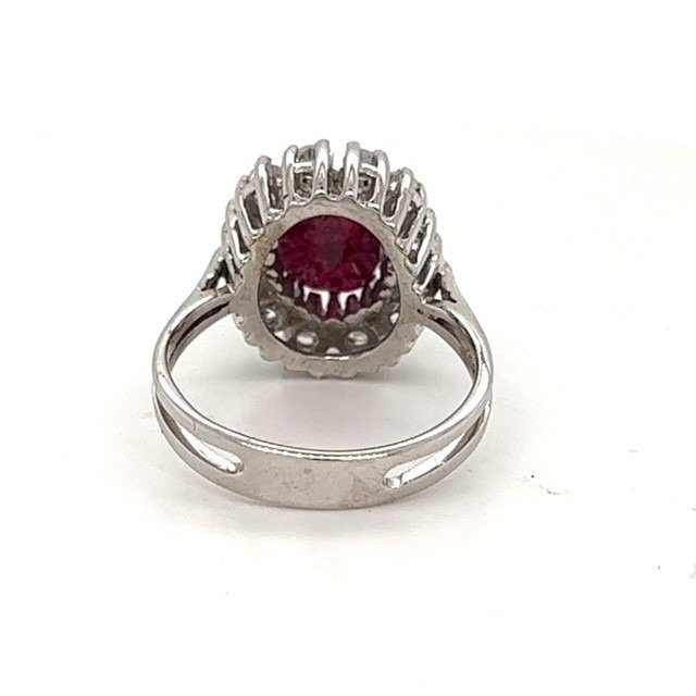 Cocktail ring - 14 kt. White gold -  3.15ct. tw. Ruby - Diamond #3.2