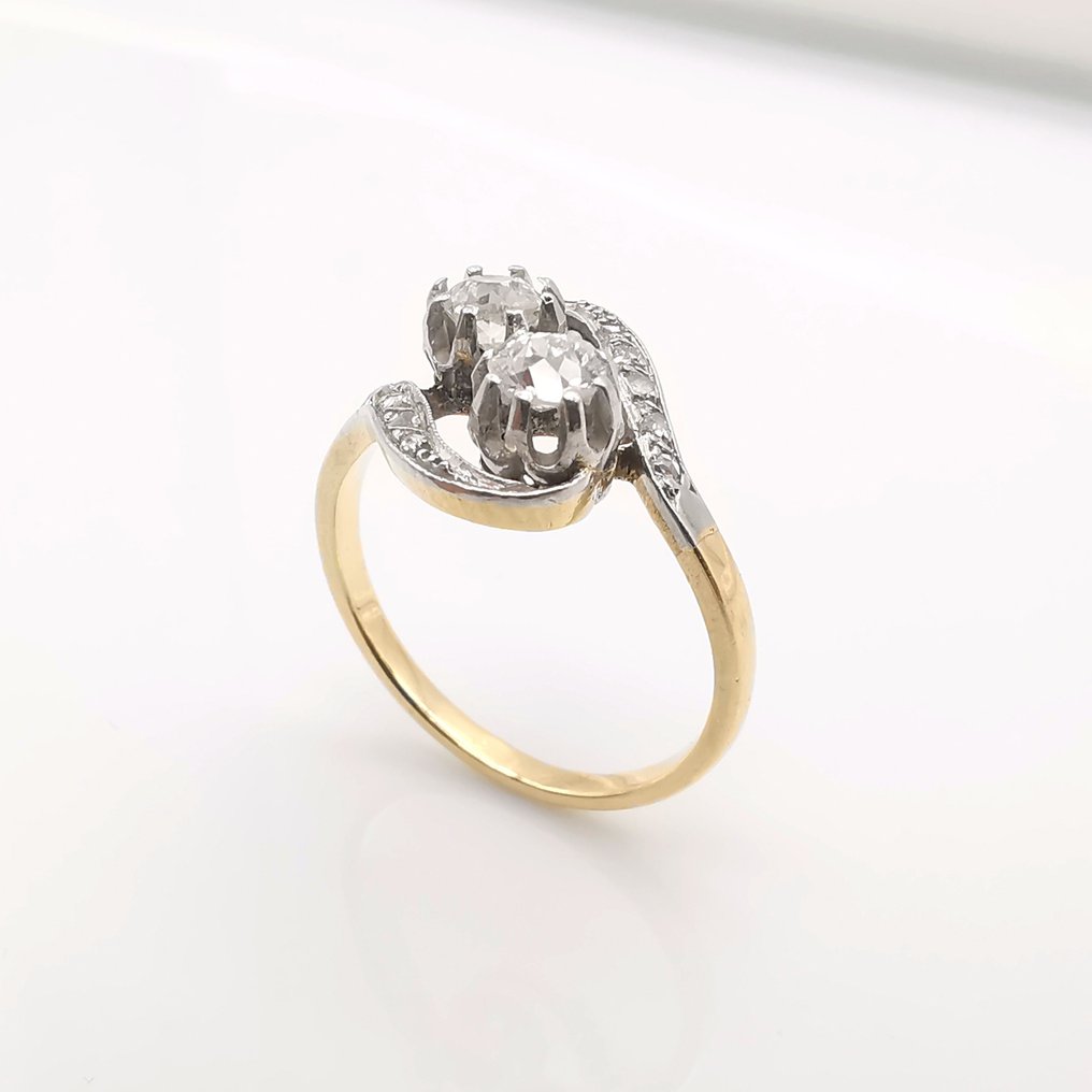 戒指 - 18K包金 白金, 黄金 -  0.90ct. tw. 钻石  (天然色彩的) #2.1
