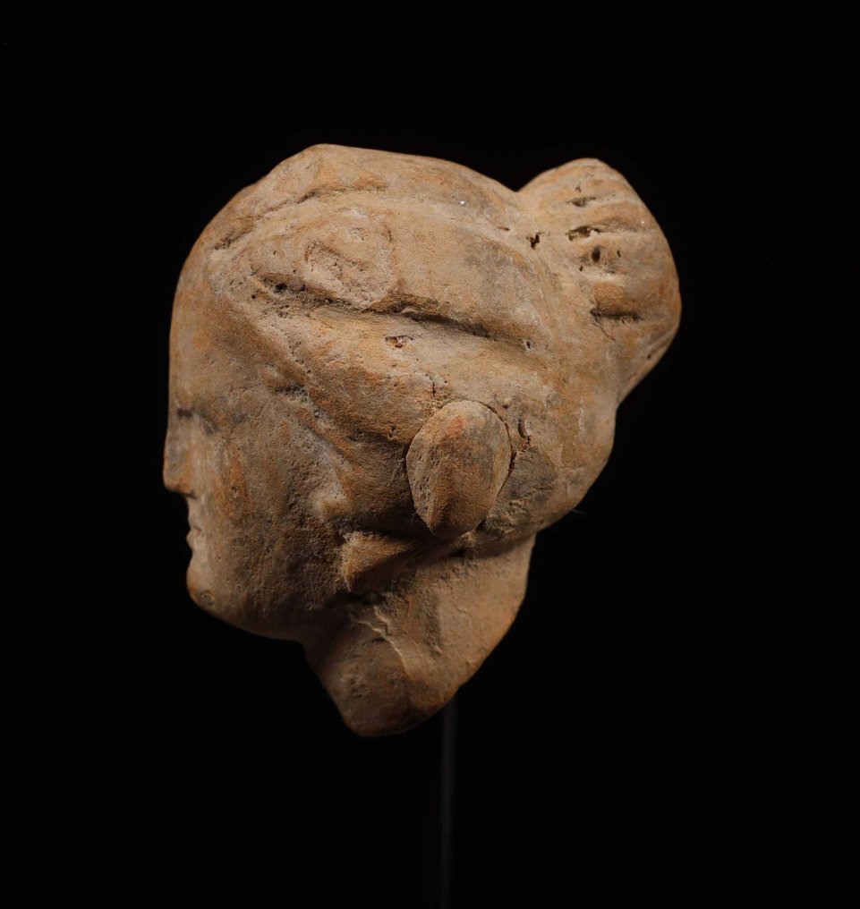 Altgriechisch Terracotta Frauenkopf, zusammen mit spanischer Exportlizenz - 5 cm #2.1