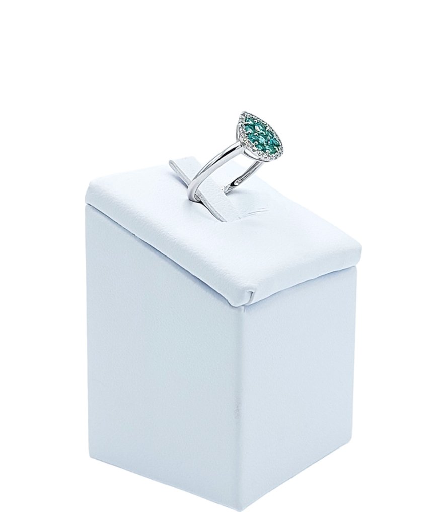 Donna Oro - Ring - 18 karat Hvitt gull -  0.51 tw. Smaragd - Diamant  #1.2