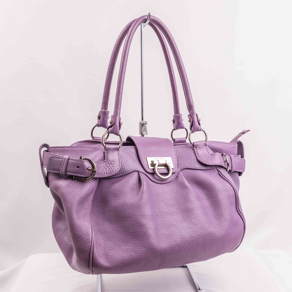 Salvatore Ferragamo - Purple Leather Handbag - Handväska #1.1