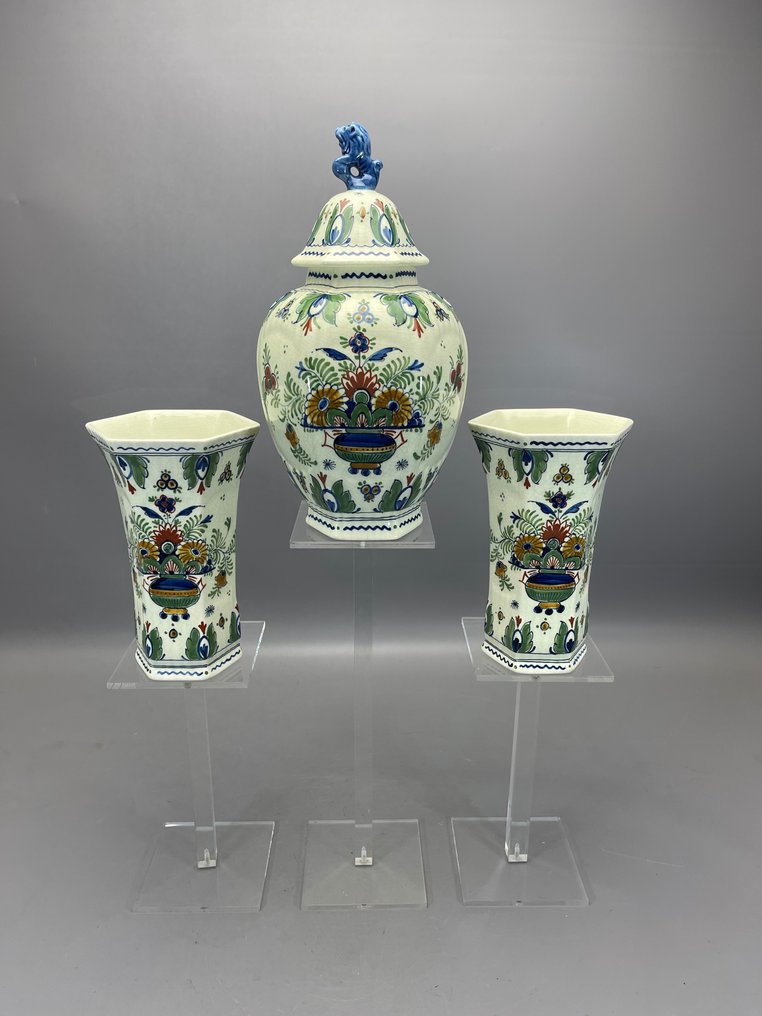 De Porceleyne Fles, Delft - 带盖花瓶 (3)  - 陶器 #2.1