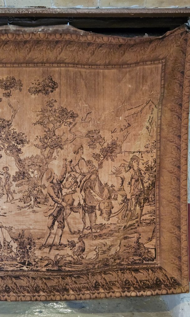 A very large tapestry with woven frame depicting pastoral scene - 繡帷  - 235 cm - 190 cm #2.1