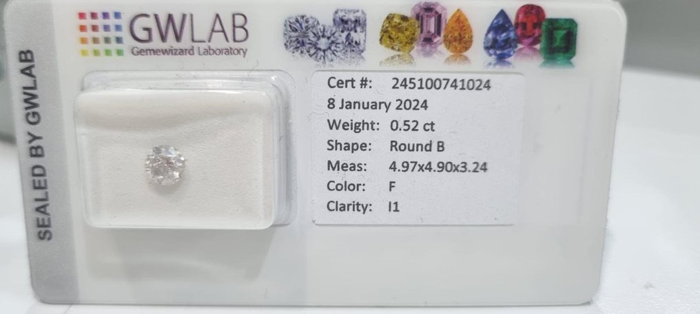 钻石 - 0.52 ct - 明亮型 - F - I1 内含一级 #2.1