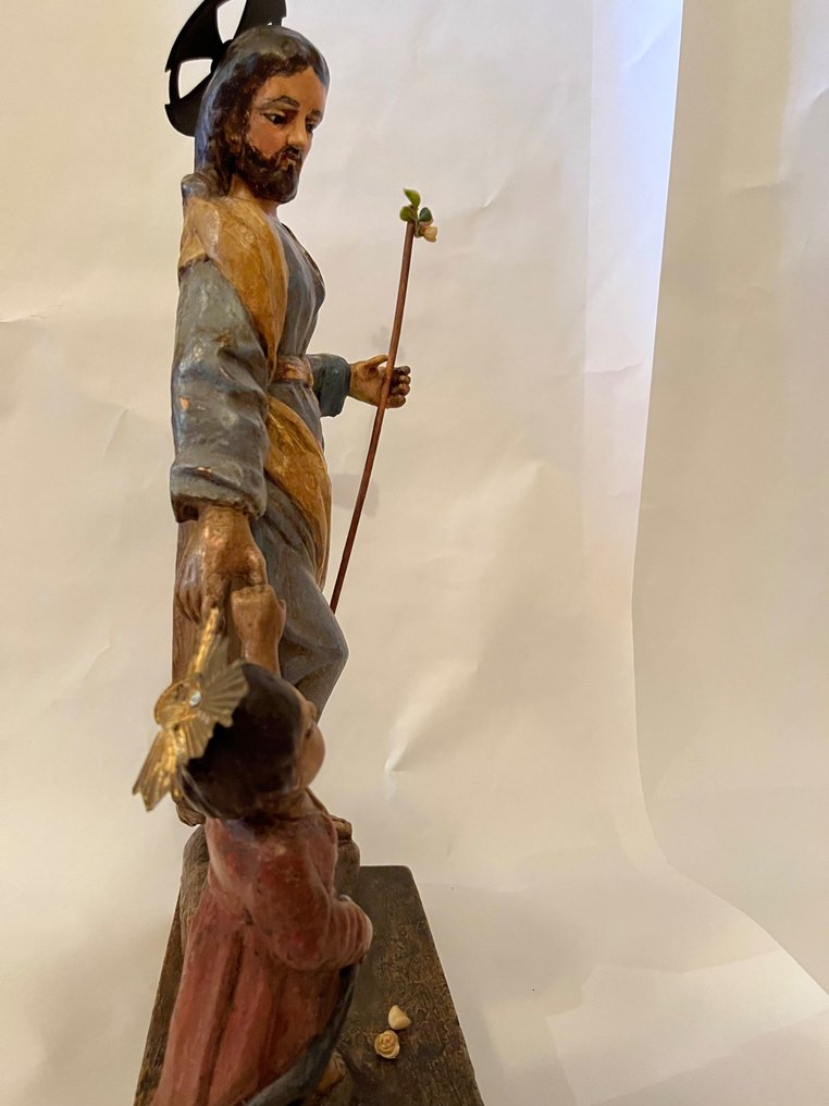 Escultura, san José con Niño - 57 cm - Madeira #2.1