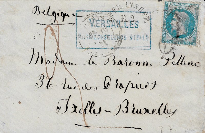 France 1871 - Guerre de 1870 lettre postée pendant la censure allemande - Yvert et Tellier n°29 #1.1