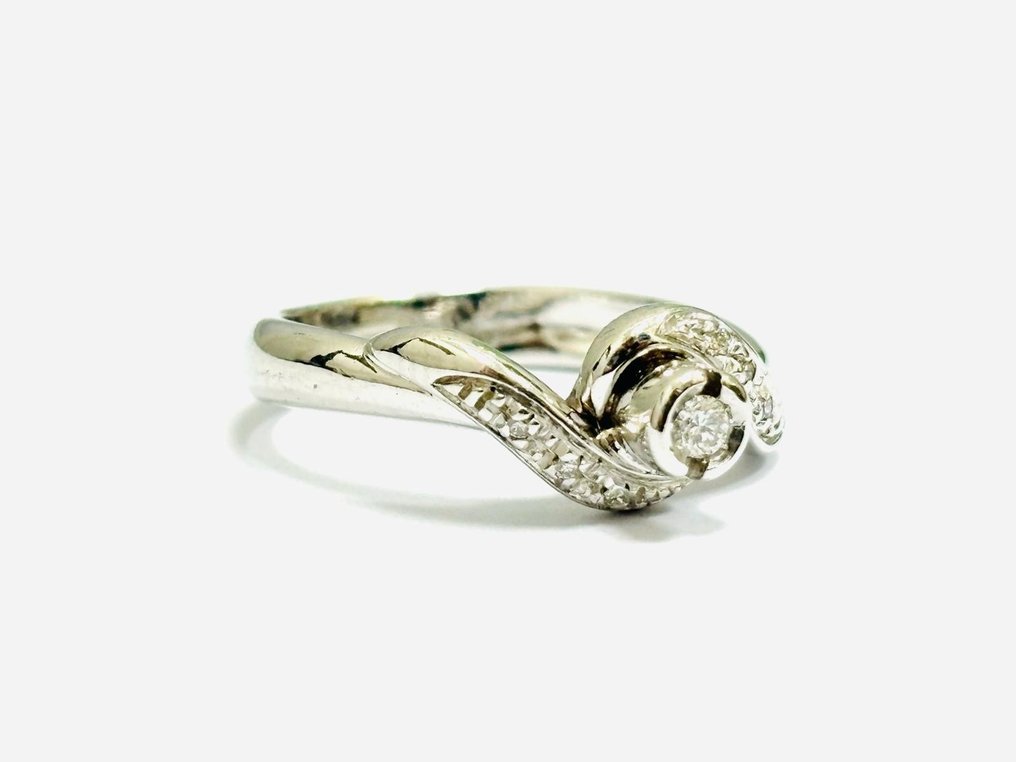 Inel de logodnă - 18 ct. Aur alb -  0.15 tw. Diamant  (Natural)  #2.2