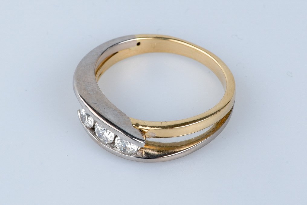 戒指 - 18 克拉 黃金, 白金 鉆石 (天然) #3.2